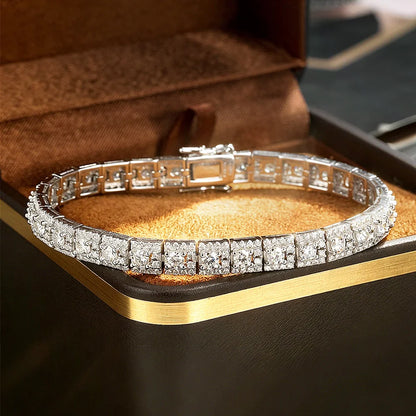 Luxury 3mm Full Moissanite Tennis Bracelet 100% S925 Silver D Color VVS1 Lab Diamond Chain Sparkling Fine Party Jewelry
