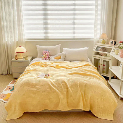 Cotton Throw Blanket Soft Breathable Waffle Blanket for Twin Queen King Bed Decorative Plaid Sofa Blankets Summer Throws