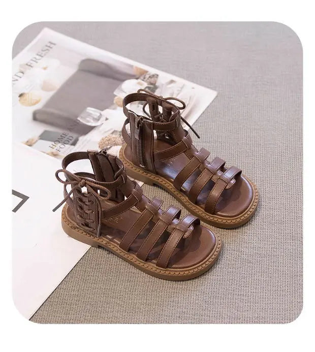 2026 Children Sandals High-top Kids Girls Sandals Baby Sandals High Quality Flat Cut-Outs Beach Sandals