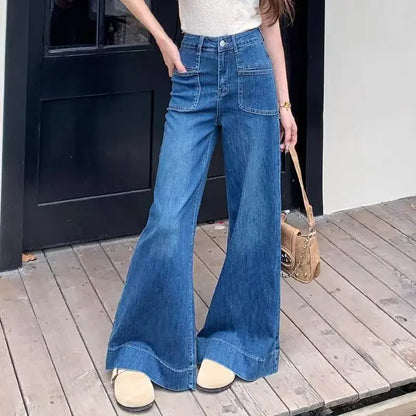 Autumn Spring Wide Leg Jeans Women Denim Pants