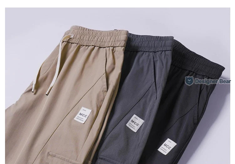 Spring Summer Thin Men's Cargo Pants Loose Tapered Elastic Cuff Jogger Trousers Quick Dry Casual Outdoor Haren Pants Male 5XL
