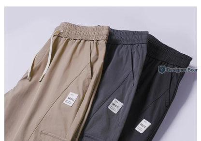 Spring Summer Thin Men's Cargo Pants Loose Tapered Elastic Cuff Jogger Trousers Quick Dry Casual Outdoor Haren Pants Male 5XL