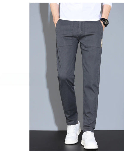 4 Colors Male Casual Pants Spring Summer Thin Cotton Slim Elastic Comfortable Business Trousers Korean Trendy Men Clothes
