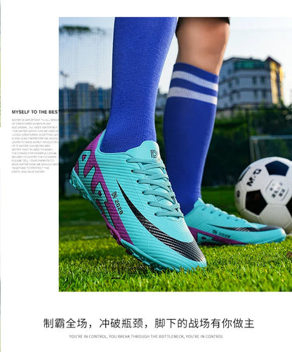 Professional FG/TF Soccer Cleats Men Football Boots Long Spike Grass Match Breathable Lightweight Comfortable Training Sneakers