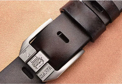 130CM Leather Cowhide Men's Belt Fashion Metal Alloy Pin Buckle Adult Luxury Brand Jeans Business Casual Waist Male Strap Brand