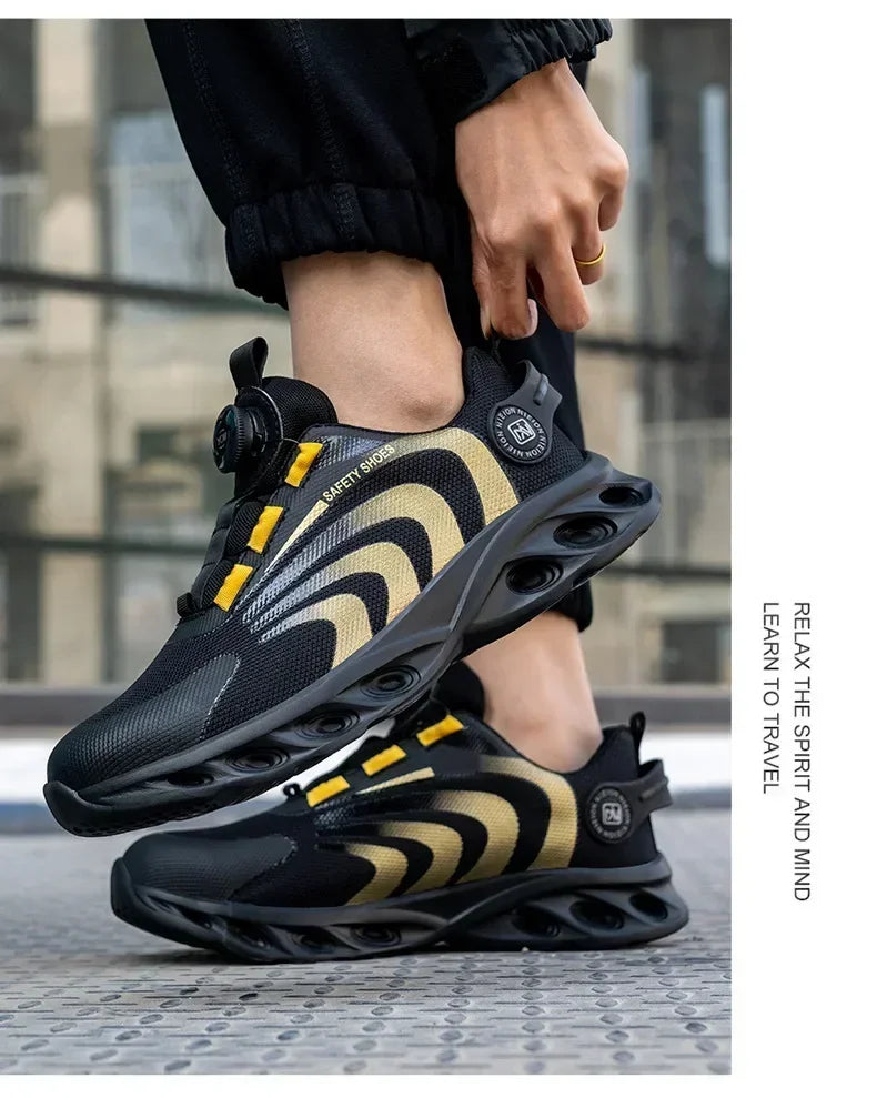 New Safetys Shoe Rotating Button Work Shoes Men Anti-smash Anti-puncture Shoes Fashion Men Sport Shoes Security Protective Boots