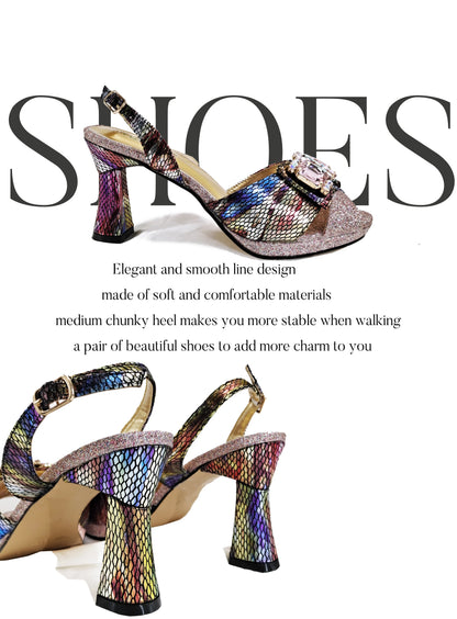 Fashionable New Gold Open Toe Women's Sandals with Matching Bucket Bag Set Perfect for Weddings and Parties