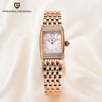 Pagani Design New 22mm Square Women's Quartz Watch Stainless Steel Sapphire Glass 50m Waterproof Women's Quartz Watch