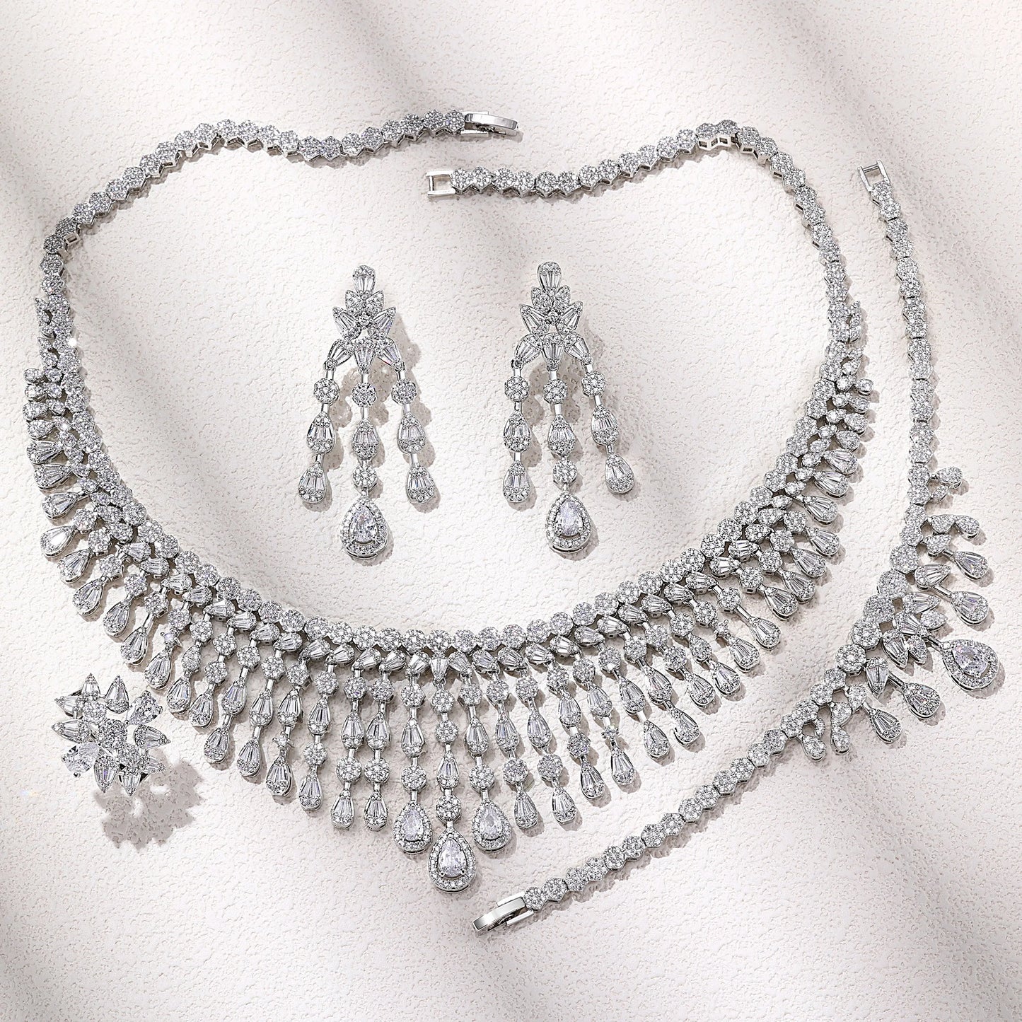 2023 New Dubai Nigeria Africa 4-piece Set Women's Cubic zirconia Jewelry Set Bridal Wedding Party Luxury CZ Crystal Jewelry Set