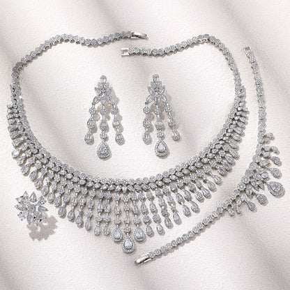 2023 New Dubai Nigeria Africa 4-piece Set Women's Cubic zirconia Jewelry Set Bridal Wedding Party Luxury CZ Crystal Jewelry Set