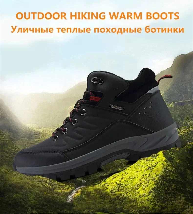 Brand Winter Men's Boots Warm Men's Snow Boots High Quality Leather Men Sneakers Outdoor Men Hiking Boots Work Shoes Size 39-46