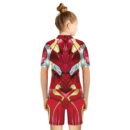 Children One Pieces Swimsuit Superhero 3D Print Playsuit Child Short Sleeve Swimwear Beach Bathing Suit Swim Wear For Boys Girls