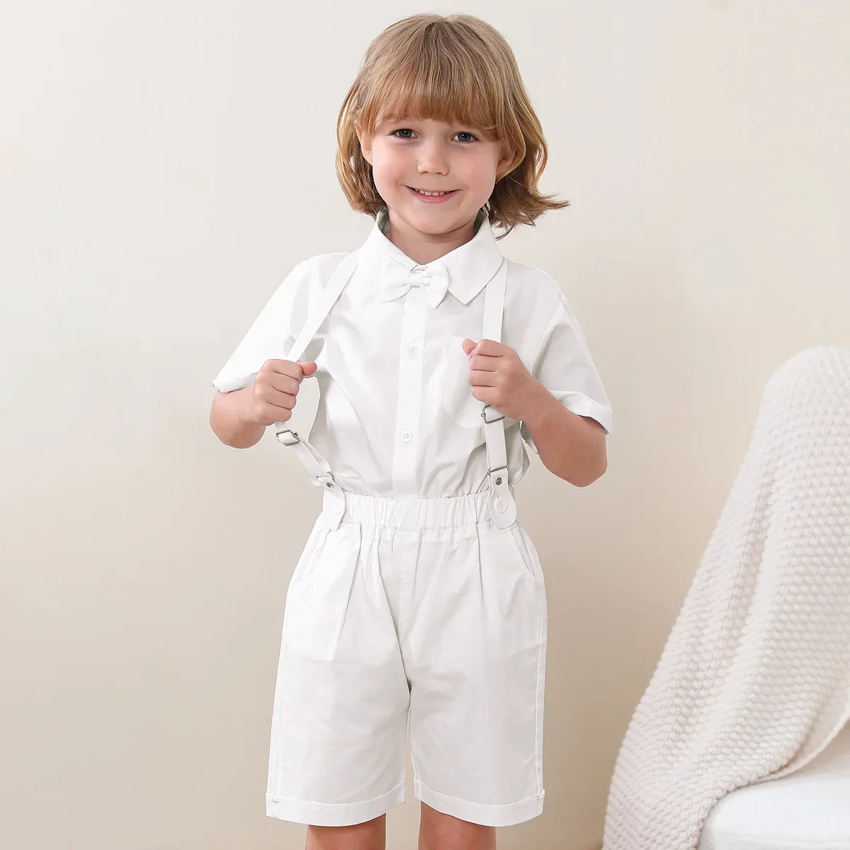 Baptism Outfit for Boys Suit Toddler Christening Set Baby White Summer Clothes Infant Birthday Gift  Gentleman Clothing 2 PCS