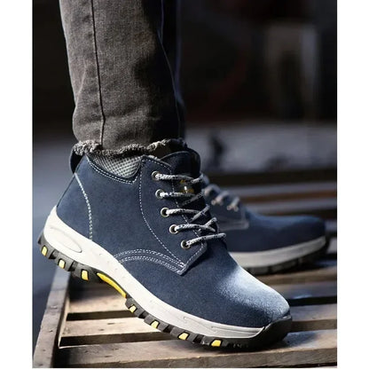 Men's Work Safety Boots High Top Anti-Smash Puncture Resistant Anti-Scald Welding Shoes Indestructible Comfortable Safety Shoes