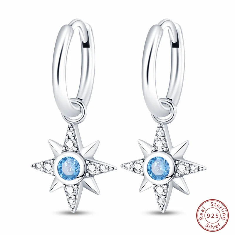 New in 925 Silver Romantic Feather Moon Stars Dream Catcher Earrings For Women Trending Fashion Jewelry Creative Birthday Gifts