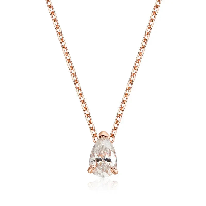 Certified 1CT 2CT Pear Cut D VVS1 Moissanite Necklace for Women 18k Gold Plated Jewelry 100%  Sterling Silver 925 Pendant