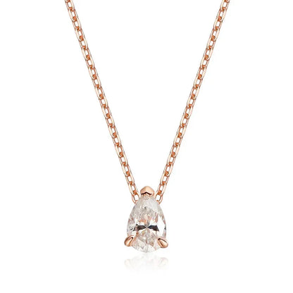 Certified 1CT 2CT Pear Cut D VVS1 Moissanite Necklace for Women 18k Gold Plated Jewelry 100%  Sterling Silver 925 Pendant