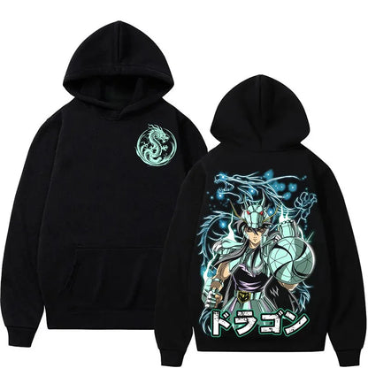 Dragon Shiryu Pattern Autumn Winter Hoodie Harajuku Double-sided Printed Men's Women's Y2k Street Long Sleeved Top
