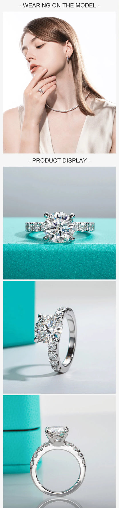 4.3cttw D Color Moissanite Engagement Rings 925 Sterling Silver 18k Gold Plated Lab Created Diamond Wedding Band Rings