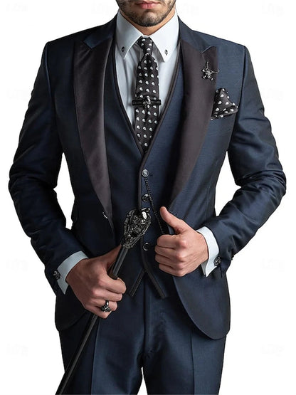 Elegant Men's suit pants vest three piece set Casual Western-style Men Suit Three-piece Set Business Attire For Men  Fashionable