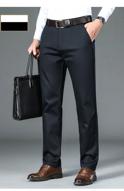 Fiber Men's Casual Pants Anti-wrinkle Comfortable Baggy Straight Business Formal Trousers Male Brand Clothing