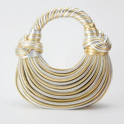 Luxury Designer Handbags Hand-woven Noodle Bag Knot Bag silver Dinner Bag