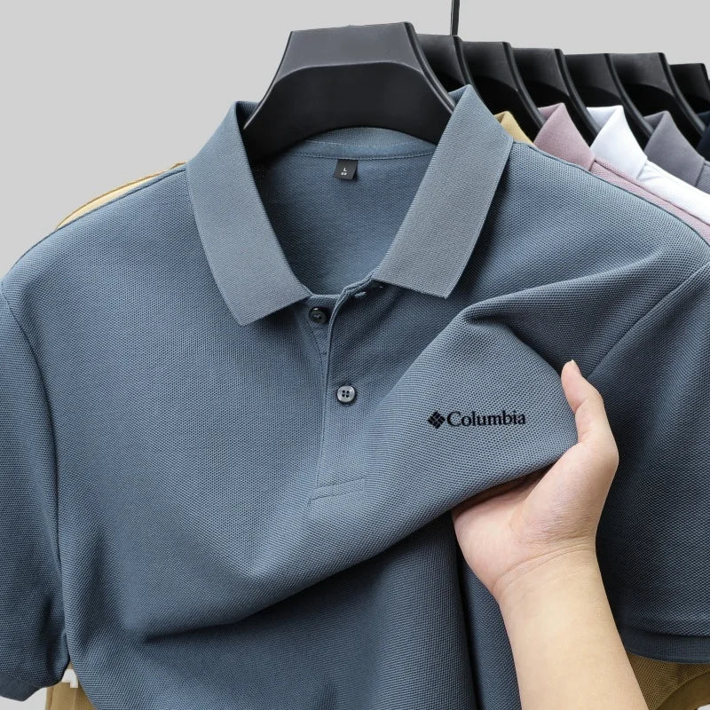 100% pure cotton new men's short sleeved summer comfortable breathable polo shirt, high-end brand designer embroidered T-shirt