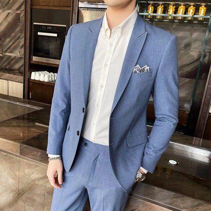 Conjunto de Terno Masculino de Negócios Slim Fit Três Peças 2025 de Alto Padrão Estilo Coreano para Casamento Noivo Festa Terno Colete Calças M-4XL