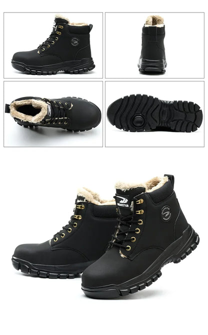 Winter Warm Men's Work Safety Boots Waterproof Sturdy Steel Toe Shoes Sports Shoes Safety Protection Cold Prevention