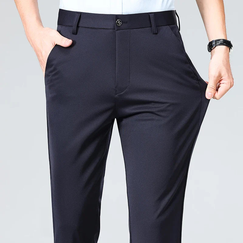 Mens Black Slim Fit Stretch Dress Pants Professional Office Trousers