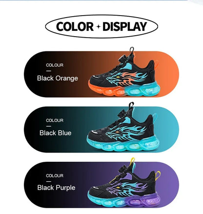 New Anti-skid Leather Kids Sneakers for Boys Running Walking Lightweight Casual Shoes With Fashion Dragon Pattern Shoes