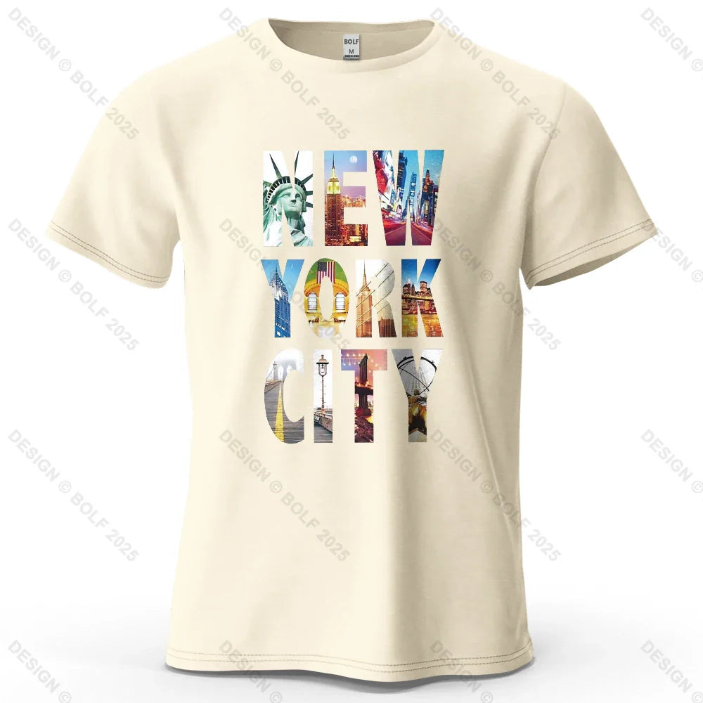 NYC Vibes Printed Men's T-Shirt 100% Cotton Oversized Urban Trendy Graphic Tees for Women Tops Tees Casual Streetwear