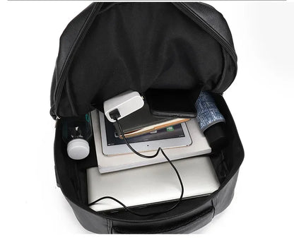 High QualityUSBCharging Backpack MenPULeather Large Capacity Computer Backpack School Backpack for Teenage Boys