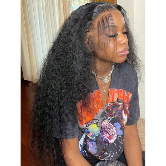 42 40 Inch 250% Density Jerry Curly 13x4 HD Lace Frontal Wig Glueless Pre Plucked Wet and Wavy Curly Human Hair Wig