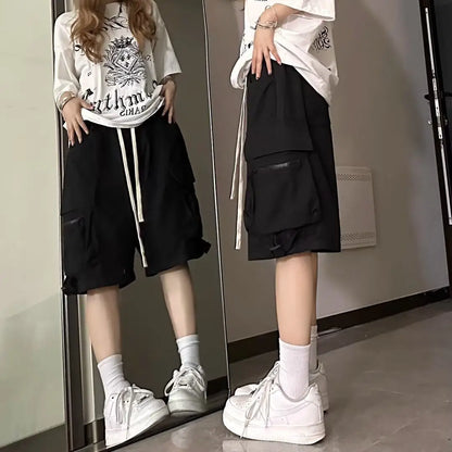 Europeans American Style Plus Size Cargo Pants High Street Hip-hop Women's Shorts Summer New Casual All-match Five-pointed Pants