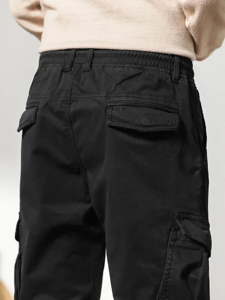2023 New Multi-Pockets Winter Cargo Pants Men Fleece Liner Thick Warm Slim Fit Joggers Streetwear Casual Cotton Thermal Trousers