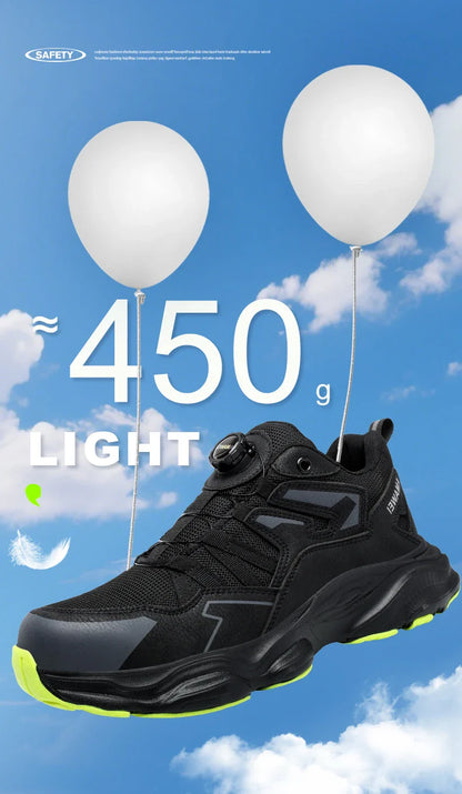 Rotating Button Safety Shoes Men Steel Toe Sneaker Work Shoes Man Puncture Proof Work Safety Boots Black Protective Shoes