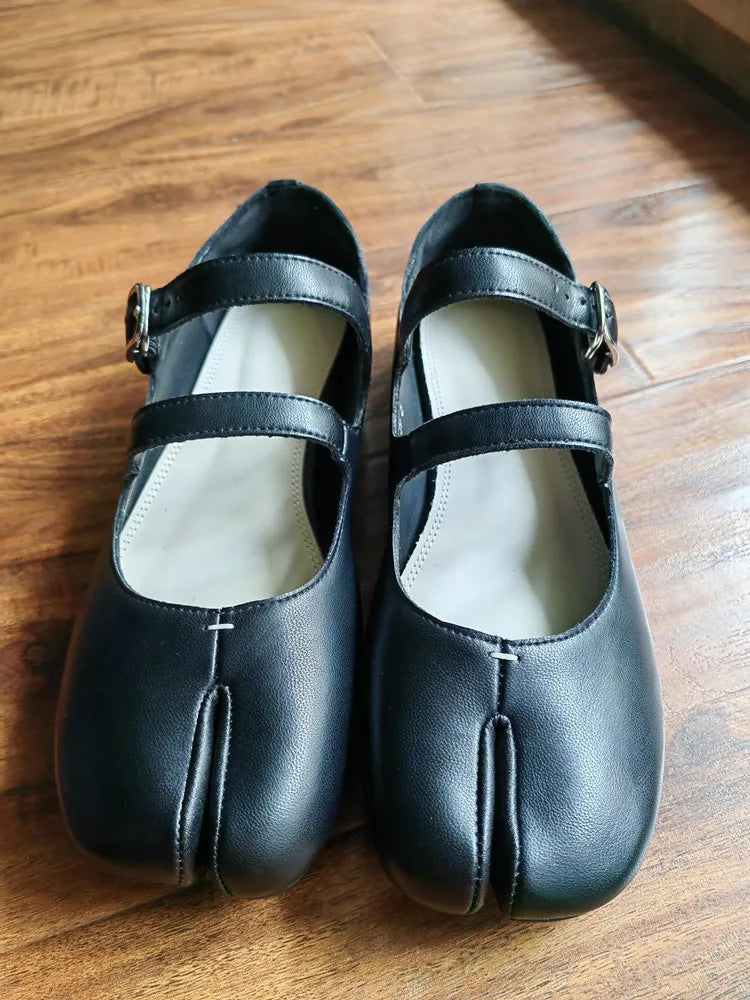 Fashion Women's Shoes New High Quality Leather Split Toe Mary Jane Shoes Comfortable Low Heel Women Shoes Lolita