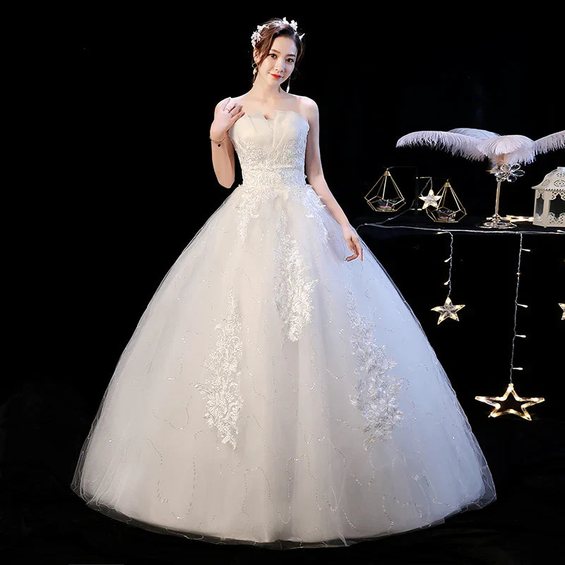 Wedding Dress Wholesale Lace up Embroidery Bride Marriage Dresses White Ball Gown Factory Christmas Carnival Plus Size