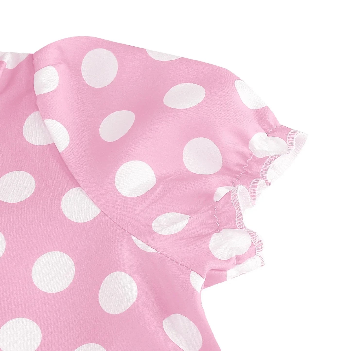 New Fashion Kids Dress For Girls Polka Dot Short-sleeved Children Dress With Baby Collar Daily Girls Casual Costume