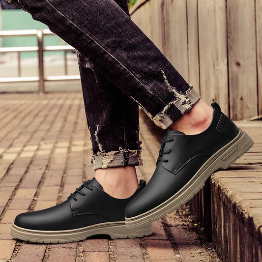 Handmade Men's Business Casual Shoes Comfortable Classic Lace-Up Work Shoes Fashionable Wedding Men's Footwear