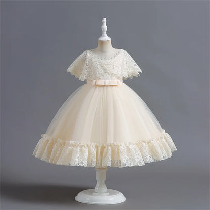Vestido de Festa Infantil Rosa, Modelo Princesa com Saia Rodada em Tule, para Meninas de 3 a 12 Anos – Ideal para Aniversário, Natal e Cerimônias.