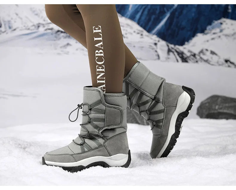 Men's Winter Shoes Waterproof Men's Boots Warm Plush Couple Snow Boots Outdoor Non-slip Hiking Boots Men Work Ankle Boots