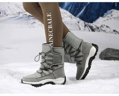 Men's Winter Shoes Waterproof Men's Boots Warm Plush Couple Snow Boots Outdoor Non-slip Hiking Boots Men Work Ankle Boots