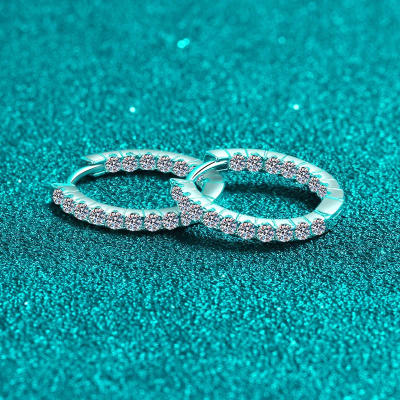 New In Real D Color 0.9cttw Full Moissanite Hoop Earrings For Women S925 Sterling Silver Diamond Small Ear Buckle Earring