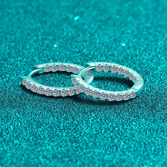 New In Real D Color 0.9cttw Full Moissanite Hoop Earrings For Women S925 Sterling Silver Diamond Small Ear Buckle Earring