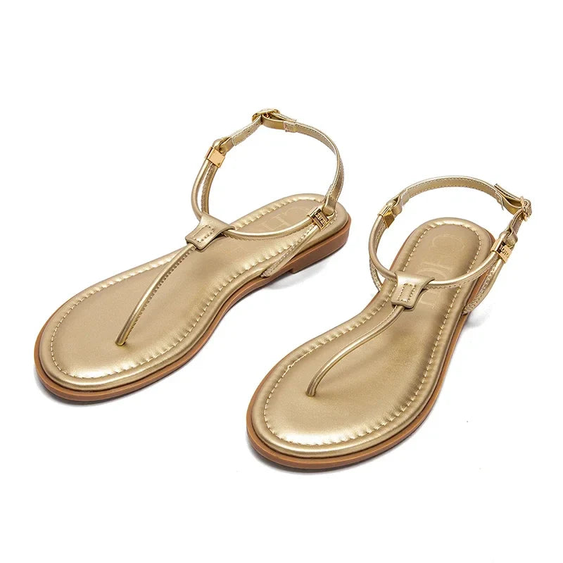 Women's Flat Sandals 2025 Summer Minimalist Toe Beach Shoes Vacation Outdoor