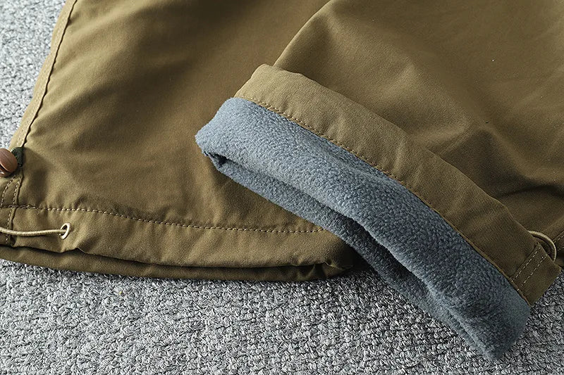 Tooling Pants Thick Waterproof Fleece Cargo Pants Men Women Winter Outdoor Multi-pockets Loose Straight Overall Long Trousers