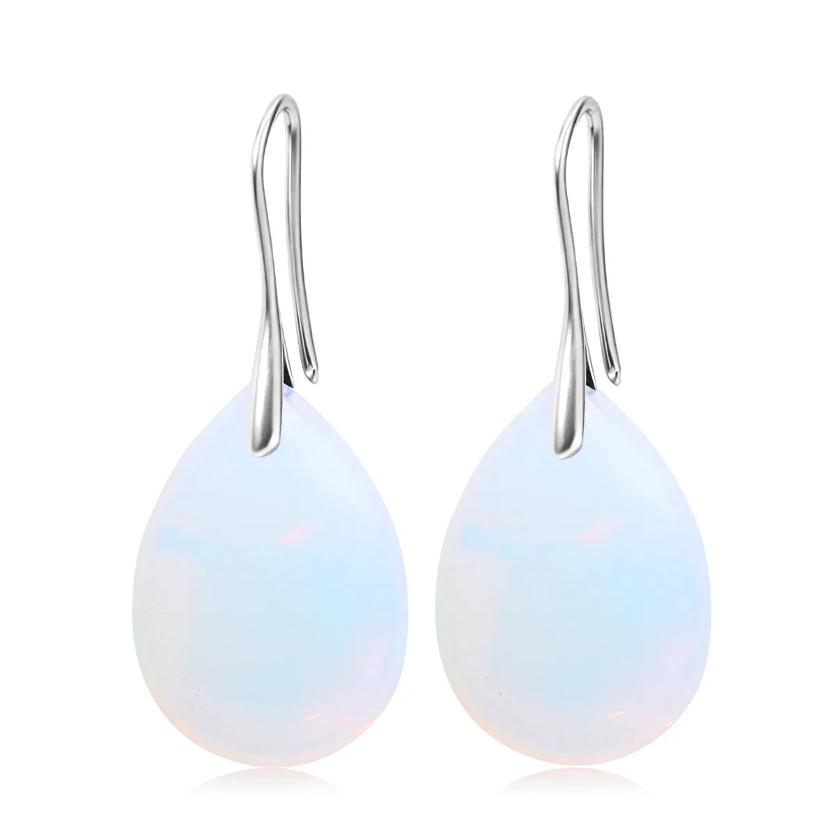 Natural Stone Pendant Women's Teardrop Earrings Elegant Gem Jewelry Creative Gift Black Obsidian Amethyst Rose Quartz Earrings