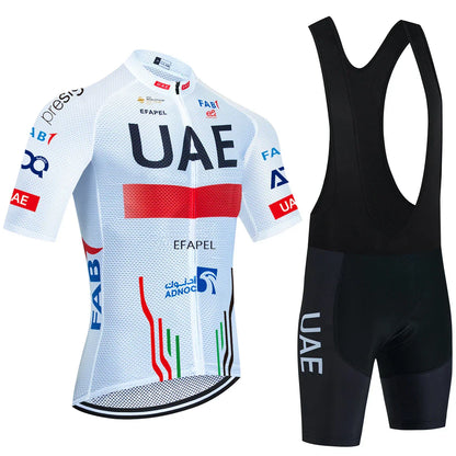 New UAE Cycling Jersey Gold Color Team Bike Jersey Shorts Set Men Women Quick dry Ropa Ciclismo Pro Bicycle T-Shirt Clothing